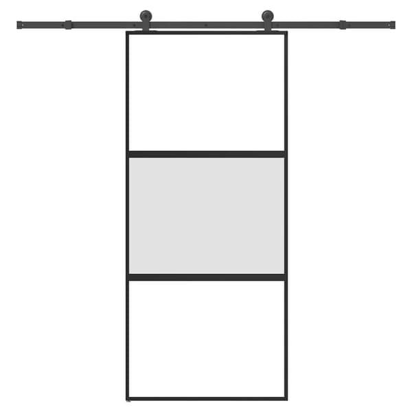 Skjutdörr med beslagset härdat glas och aluminium 90x205 cm
