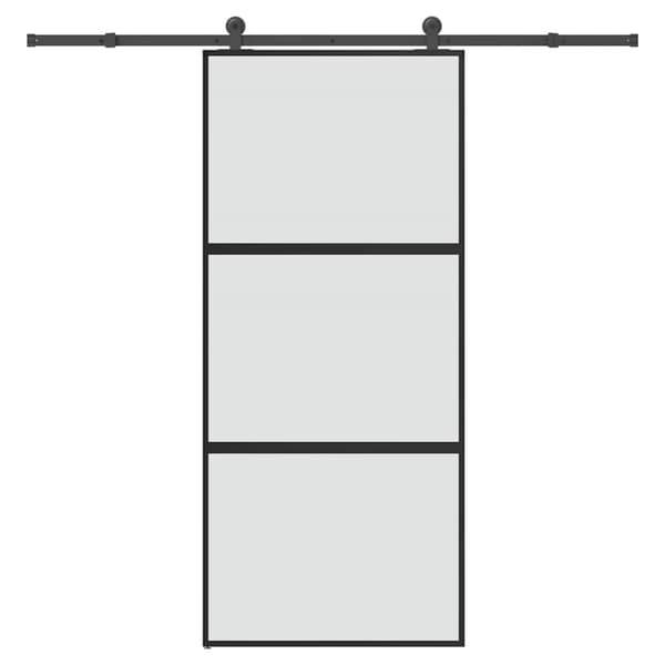 Skjutdörr med beslagset härdat glas och aluminium 90x205 cm