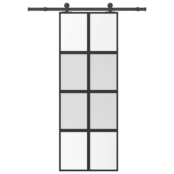 Skjutdörr med beslagset härdat glas och aluminium 76x205 cm