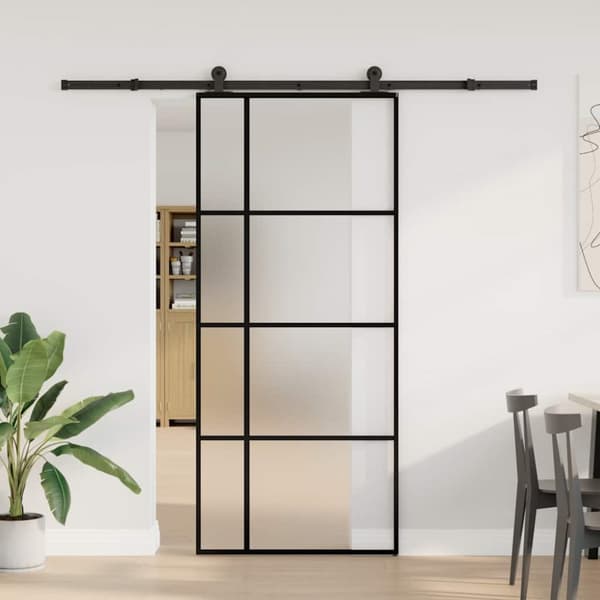 Skjutdörr med beslagset ESG glas och aluminium 90x205 cm