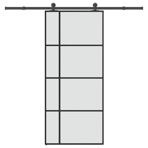 Skjutdörr med beslagset ESG glas och aluminium 90x205 cm