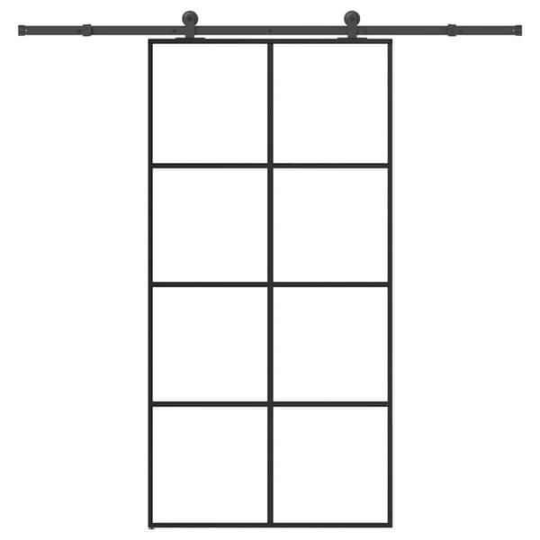 Skjutdörr med hårdvara 102,5x205 cm ESG-glas och aluminium