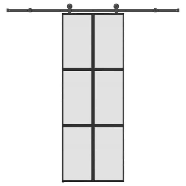 Skjutdörr med beslagset härdat glas och aluminium 76x205 cm