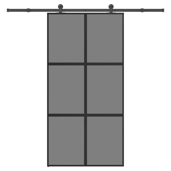Skjutdörr med hårdvara 102,5x205 cm härdat glas och aluminium