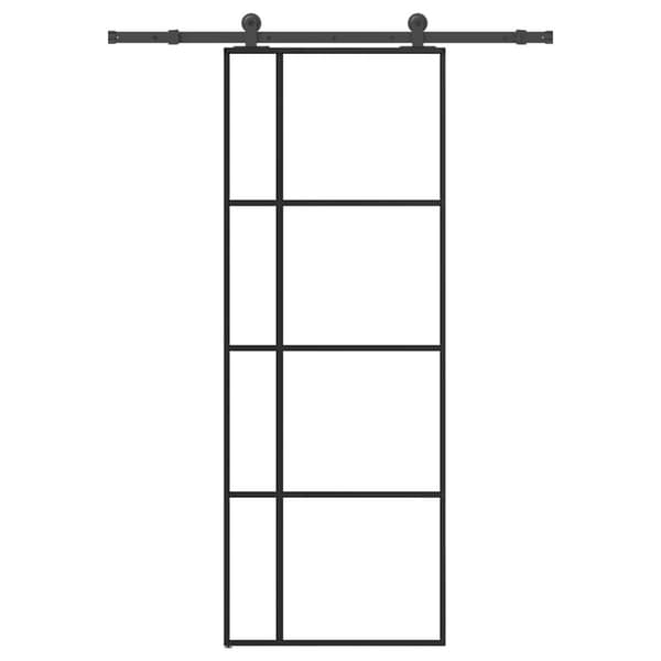 Skjutdörr med beslagset ESG glas och aluminium 76x205 cm