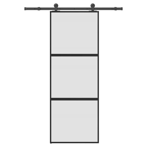 Skjutdörr med beslagset härdat glas och aluminium 76x205 cm