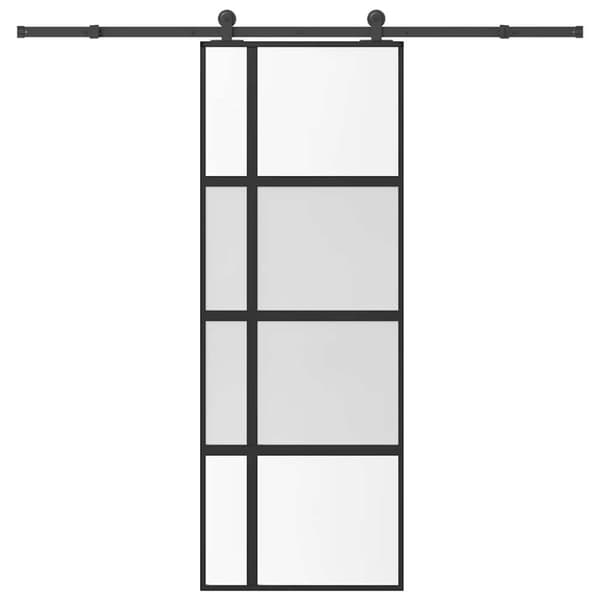 Skjutdörr med beslagset härdat glas och aluminium 76x205 cm