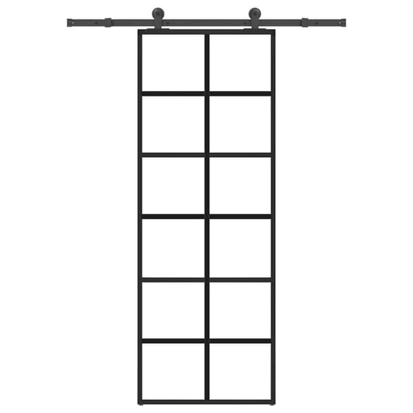 Skjutdörr med beslagset ESG glas och aluminium 76x205 cm