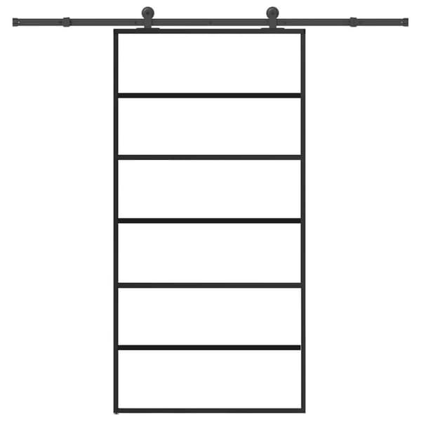 Skjutdörr med beslagset 102x205 cm ESG glas och aluminium