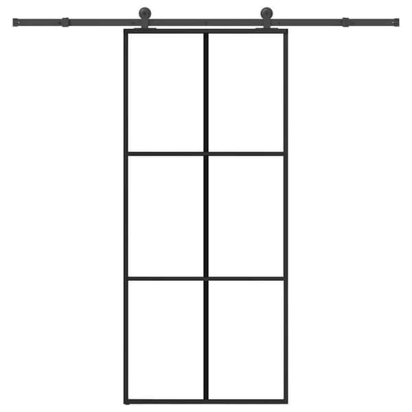 Skjutdörr med beslagset ESG glas och aluminium 90x205 cm