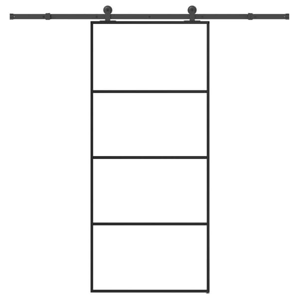 Skjutdörr med beslagset ESG glas och aluminium 90x205 cm