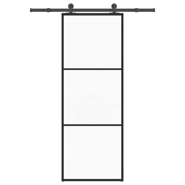 Skjutdörr med beslagset ESG glas och aluminium 76x205 cm