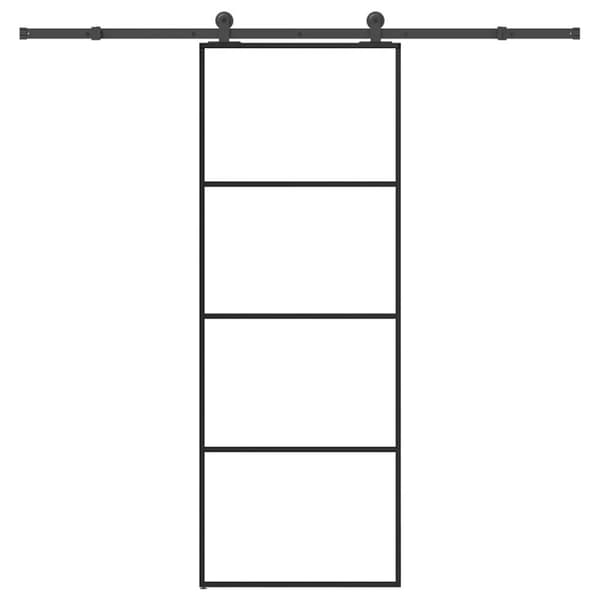 Skjutdörr med beslagset ESG glas och aluminium 76x205 cm