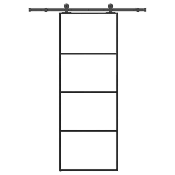 Skjutdörr med beslagset ESG glas och aluminium 76x205 cm