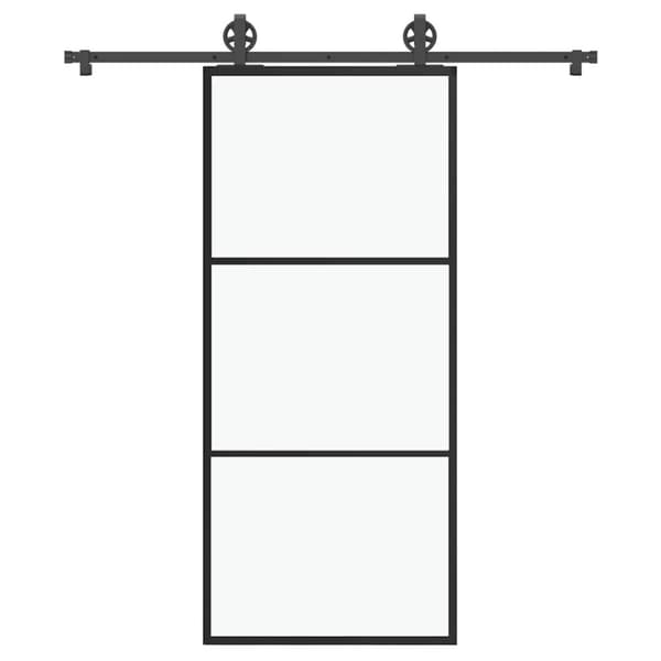 vidaXL skydedør med hardwaresæt 90x205 cm sikkerhedsglas aluminium