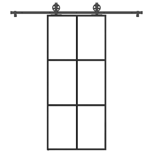 vidaXL skydedør med hardwaresæt 90x205 cm sikkerhedsglas aluminium