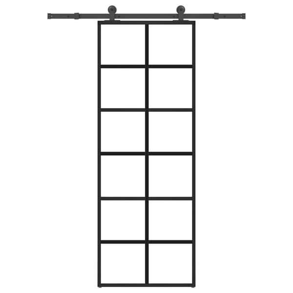 vidaXL skydedør med hardwaresæt 76x205 cm sikkerhedsglas aluminium