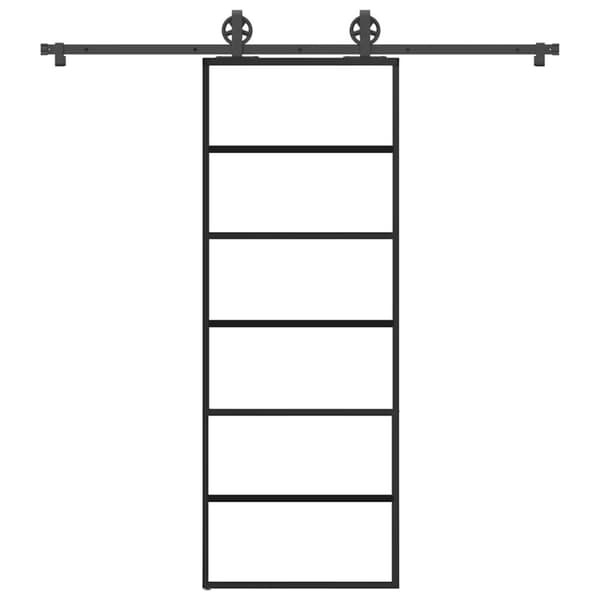 vidaXL skydedør med hardwaresæt 76x205 cm sikkerhedsglas aluminium