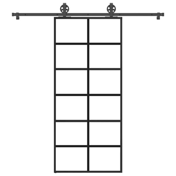 vidaXL skydedør med hardwaresæt 90x205 cm sikkerhedsglas aluminium