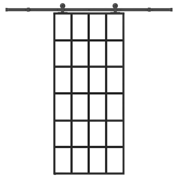vidaXL skydedør med hardwaresæt 90x205 cm sikkerhedsglas aluminium