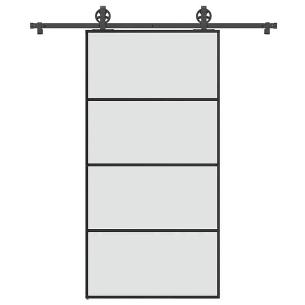 vidaXL skydedør med hardwaresæt 102,5x205 cm sikkerhedsglas aluminium