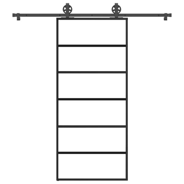 vidaXL skydedør med hardwaresæt 90x205 cm sikkerhedsglas aluminium
