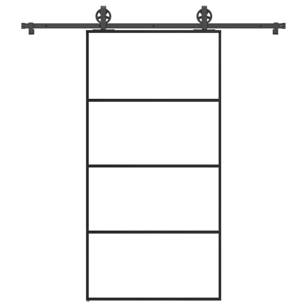 vidaXL skydedør med hardwaresæt 102,5x205 cm sikkerhedsglas aluminium