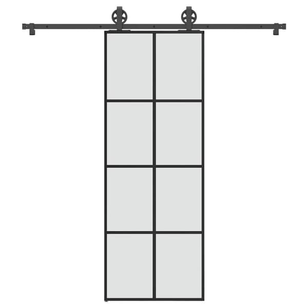 vidaXL skydedør med hardwaresæt 76x205 cm sikkerhedsglas aluminium