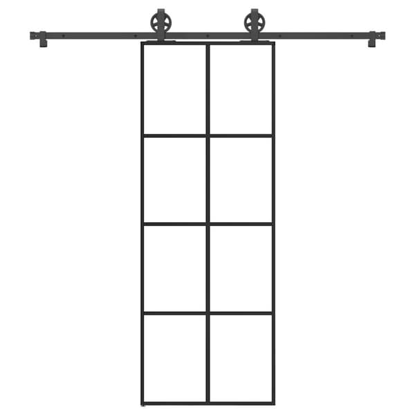 vidaXL skydedør med hardwaresæt 76x205 cm sikkerhedsglas aluminium