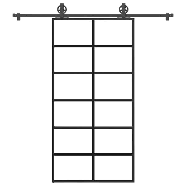 vidaXL skydedør m. monteringssæt 102x205cm sikkerhedsglas og aluminium
