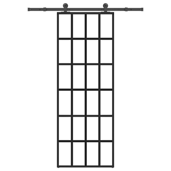 vidaXL Skjutdörr med beslagset ESG glas och aluminium 76x205 cm