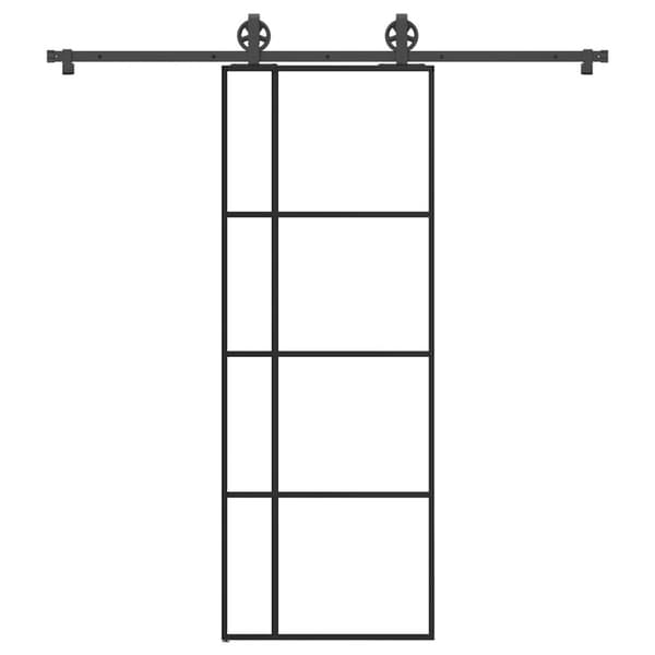 vidaXL skydedør med hardwaresæt 76x205 cm sikkerhedsglas aluminium
