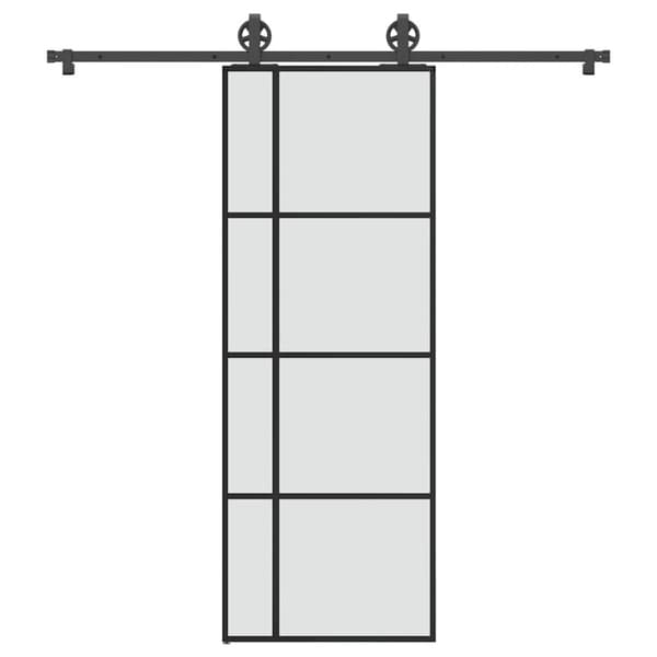 vidaXL skydedør med hardwaresæt 76x205 cm sikkerhedsglas aluminium
