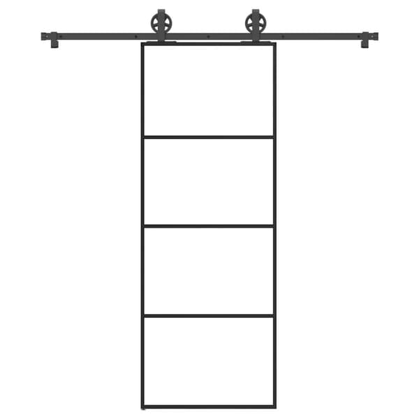 vidaXL skydedør med hardwaresæt 76x205 cm sikkerhedsglas aluminium