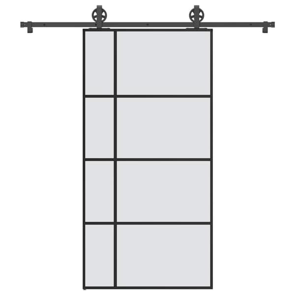 vidaXL skydedør med hardwaresæt 102,5x205 cm sikkerhedsglas aluminium
