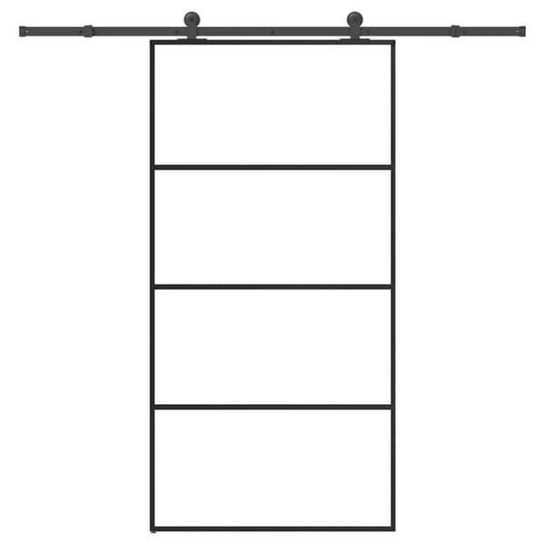vidaXL Skjutdörr med hårdvara 102,5x205 cm ESG-glas och aluminium