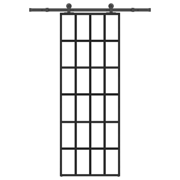 vidaXL Skjutdörr med beslagset ESG glas och aluminium 76x205 cm