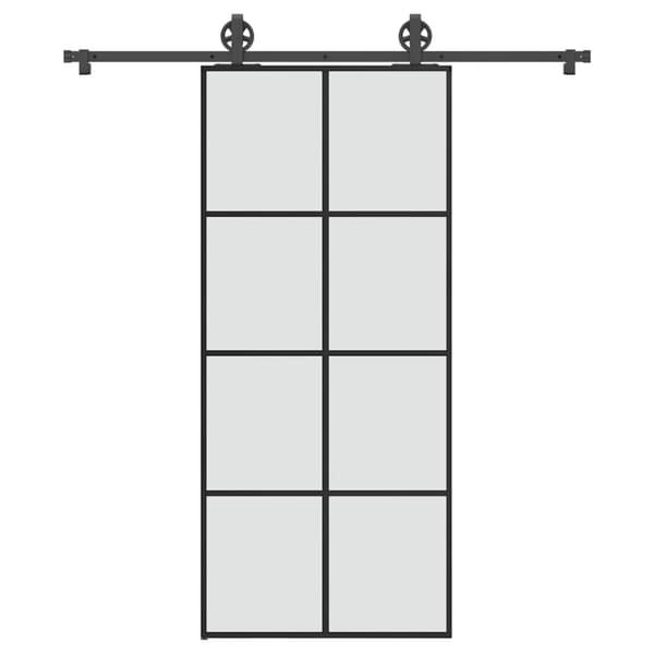 vidaXL skydedør med hardwaresæt 90x205 cm sikkerhedsglas aluminium