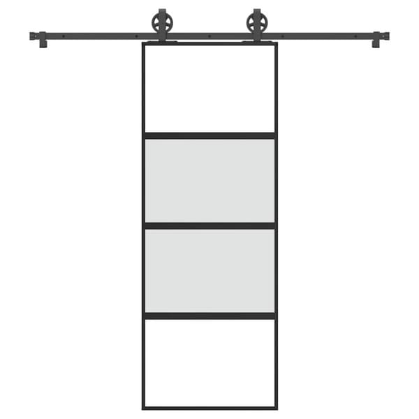 vidaXL skydedør med hardwaresæt 76x205 cm hærdet glas og aluminium