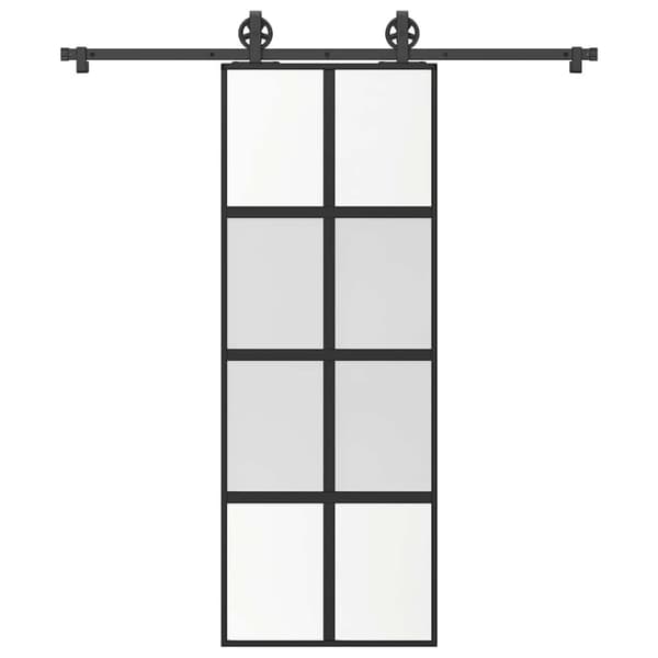 vidaXL skydedør med hardwaresæt 76x205 cm hærdet glas og aluminium