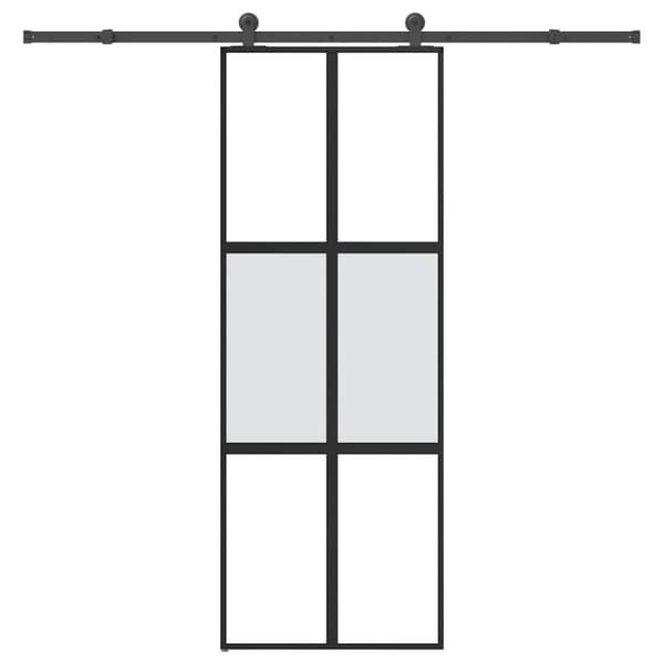 vidaXL skydedør med hardwaresæt 76x205 cm hærdet glas og aluminium