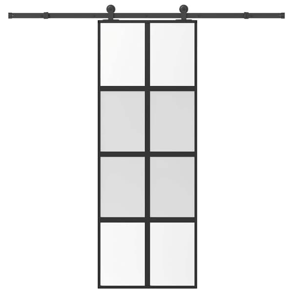 vidaXL Skjutdörr med beslagset härdat glas och aluminium 76x205 cm