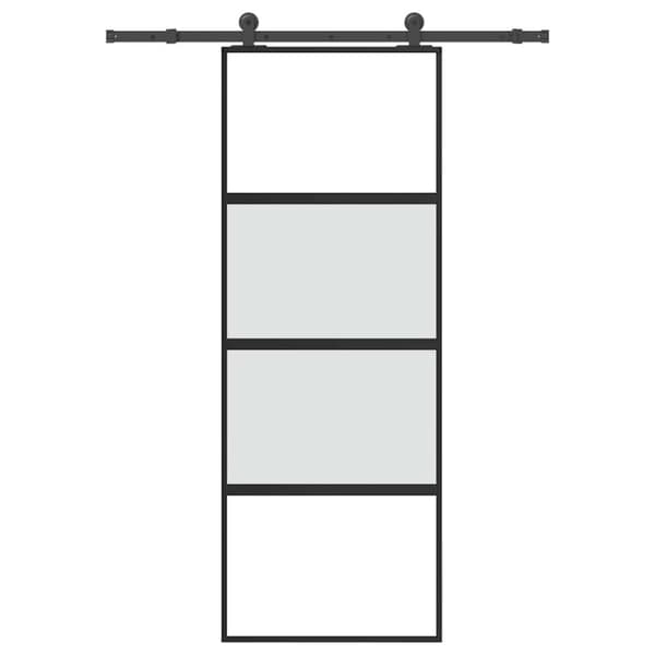 vidaXL Skyvedør med monteringssett 76x205 cm herdet glass og aluminium