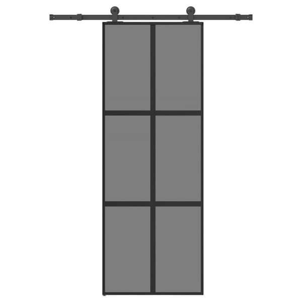 Skjutdörr med beslagset härdat glas och aluminium 76x205 cm