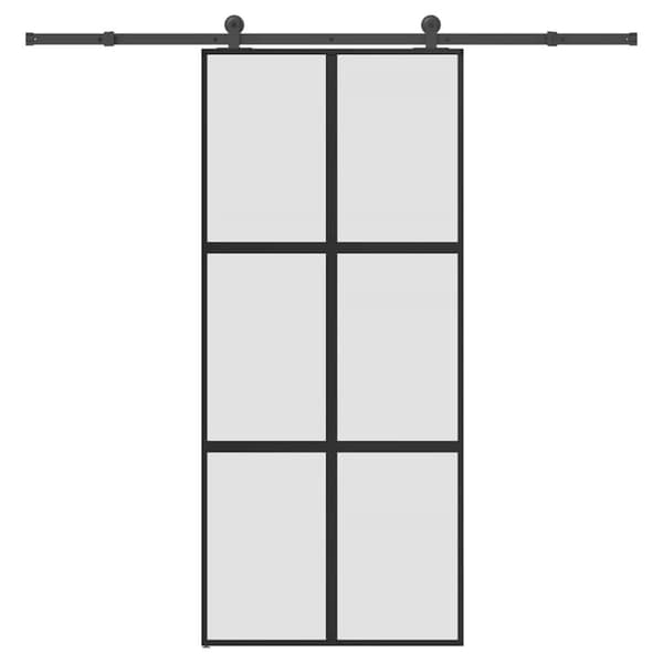 Skjutdörr med beslagset härdat glas och aluminium 90x205 cm
