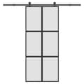 Miniatyrbild 1 av 2: Skjutdörr med beslagset härdat glas och aluminium 90x205 cm