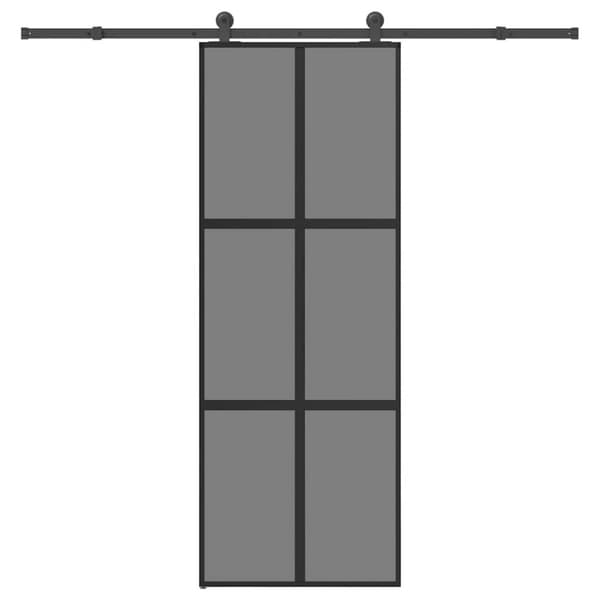Skjutdörr med beslagset härdat glas och aluminium 76x205 cm