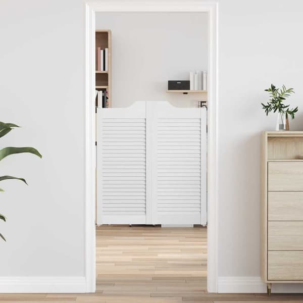 Slagdörrar lamelldesign 2-par vit 90x80 cm