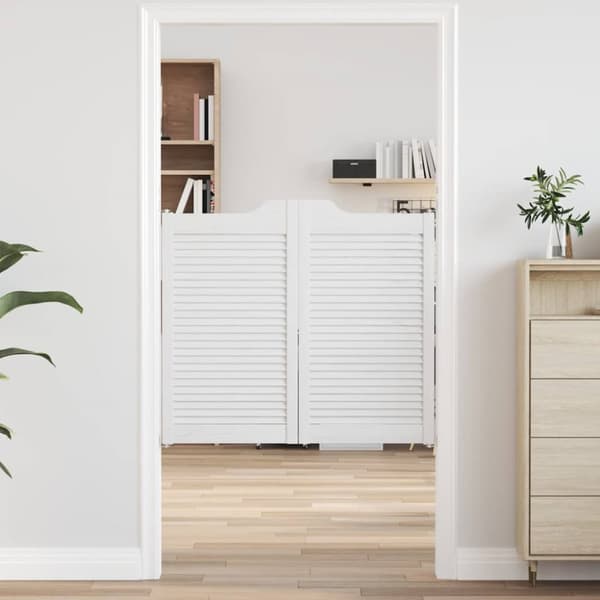 Slagdörrar lamelldesign 2-par vit 90x100 cm