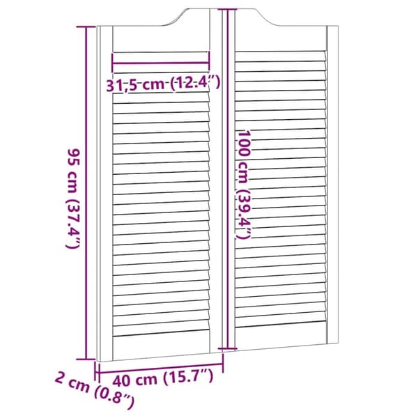 vidaXL Slagdörrar lamelldesign 1-par 100x80 cm massiv trä furu